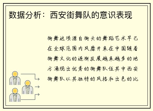 数据分析：西安街舞队的意识表现